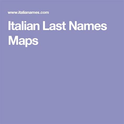 Italian Last Names Maps Names Map Italian