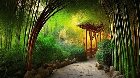 Bamboo Forest Plant Greenery Bamboo Garden Landscape Illustration
