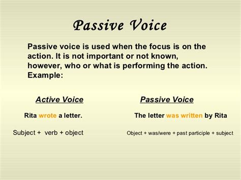 We use the passive, rather than the active, to show that we are more interested in a certain part of the sentence. ? Whats wrong with passive voice. grammar. 2019-01-30