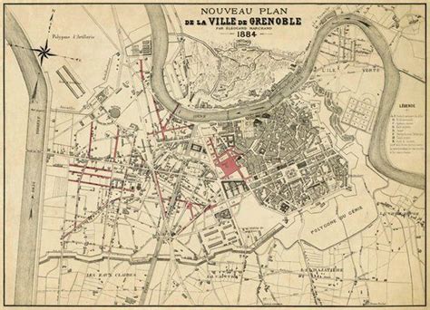Grenoble Map La Carte De Grenoble Old Map Restored Archival Print On