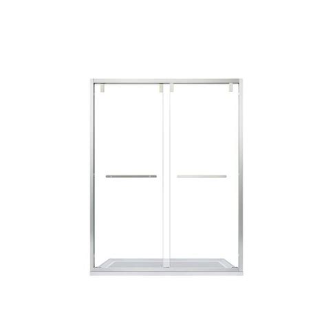 Roswell Brescia 56 In W X 76 In H Double Sliding Framed Shower Door In Brushed Nickel Finish