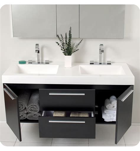 Floating bathroom vanities are a trendy choice for modern bathroom designs. 54" Opulento Double Sink Vanity - Black | Floating ...
