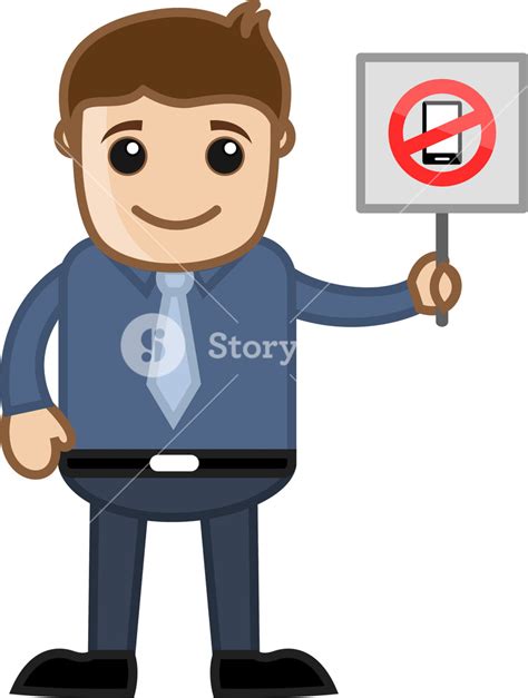 Cartoon Business Character No Mobile Phone Allowed