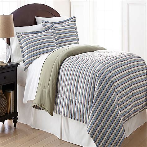 Jml flannel comforters & sets. Micro Flannel® Comforter Set in Awning Stripe | Bed Bath ...