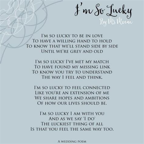 Im So Lucky ~ Wedding Poem Written By Ms Moem Marriage Vows Marriage