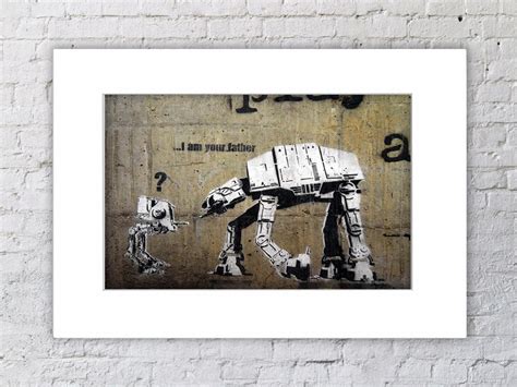 At first i made a stencil to create this piece, painted the stencil instead of spray, then photo scanned the picture to my computer were i then edited and changed the piece to this point. Banksy I am Your Father Left Mounted Print - Camden Town ...