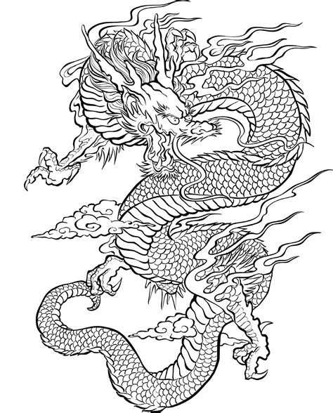 Chinese Dragon Coloring Page Sketch Coloring Page