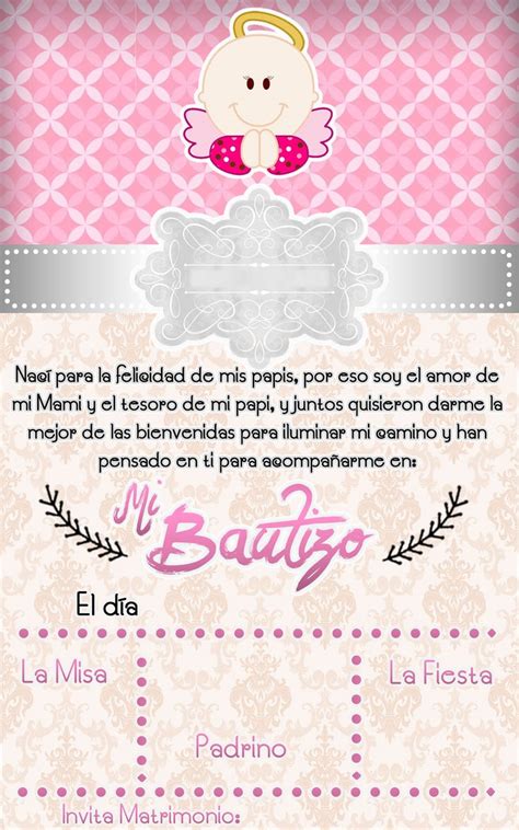 Bautizo Invitacion Bautizo Niña Tarjetas De Bautizo Niña
