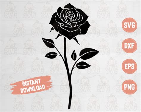 Rose Svg Cut File For Cricut Rose Silhouette Flower Svg Svg Baby