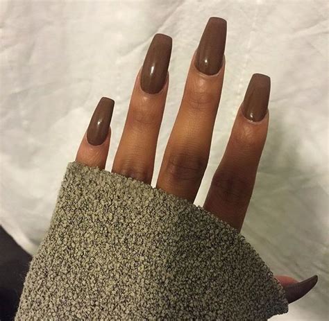 First, make sure your nail beds are clean, free of any polish, and are filed. Brown Acrylic Nails coffin in 2020 | Brown acrylic nails ...