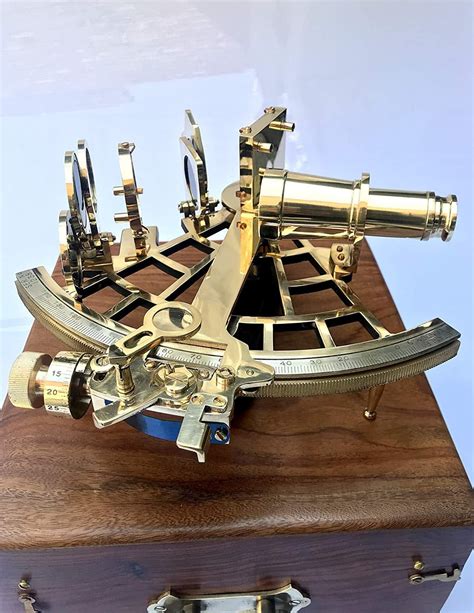 nautical brass sextant instrument with wooden box marine etsy nautical brass wood brass