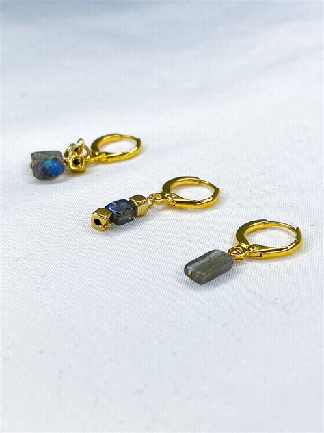 Labradorite Cluster Drop Earrings With Gold Accent Beads Gold Etsy Uk
