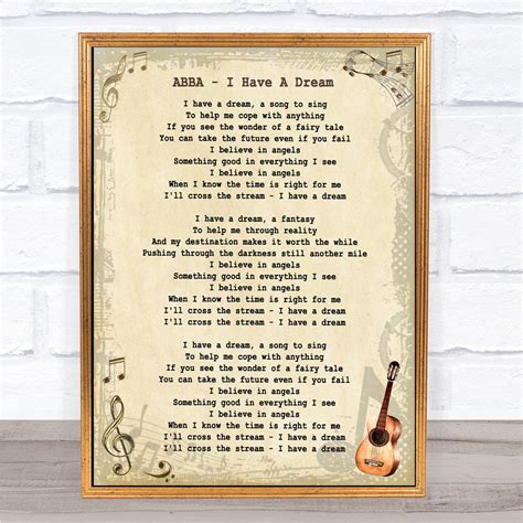 2 in the uk over the christmas week of 1979. ABBA I Have A Dream Song Lyric Vintage Quote Print ...