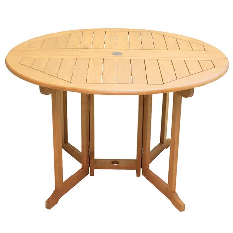 Rio Innovations Newport Wood Round Gateway Folding Patio Dining Table