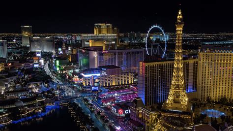 Hd Las Vegas Aerial At Night With Panning Emerics Timelapse