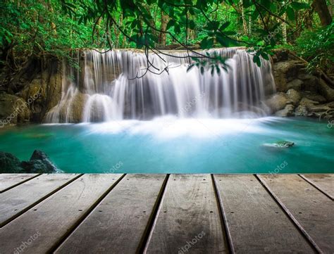 Wooden Floor Waterfall Fresh Nature — Stock Photo © Jcomp 111269876