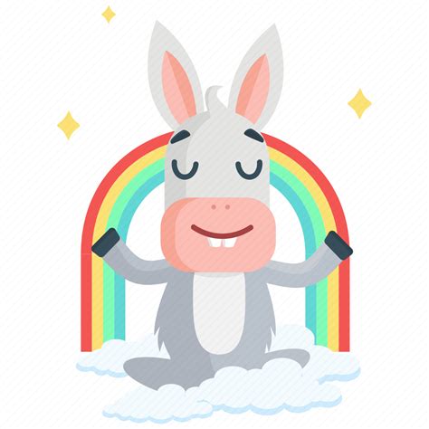 Donkey Emoji Emoticon Meditation Rainbow Smiley Sticker Icon