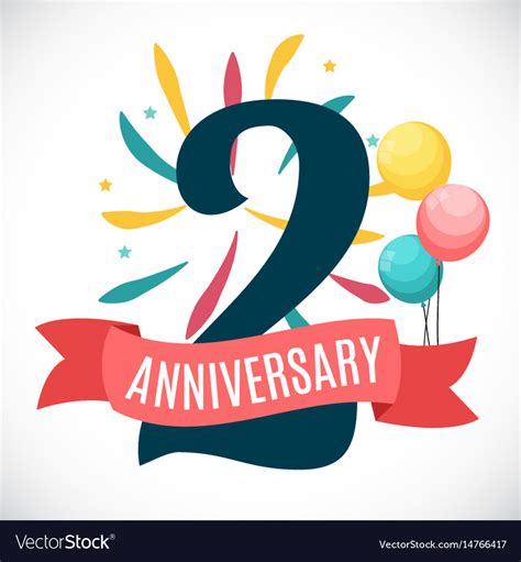 Anniversary 2 Years Template With Ribbon Vector Image