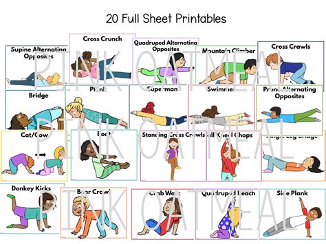 Core Strengthening Cards And Printables For Kids Pink Oatmeal Shop
