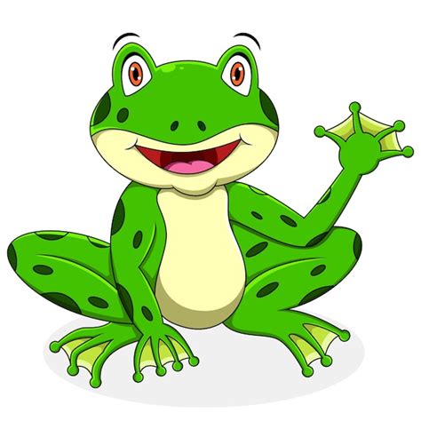 Premium Vector Cute Frog Cartoon Waving Hand