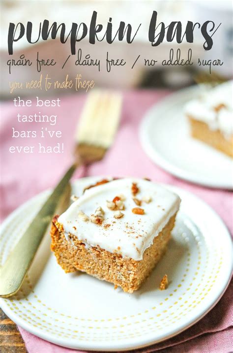 This sweet dessert drink gets a healthy makeover from cassey ho. The Best Grain-Free Pumpkin Bars with a Dairy-Free Cream ...
