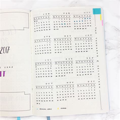 Bullet Journal Year At A Glance Template Bullet Journal Yearly Layout