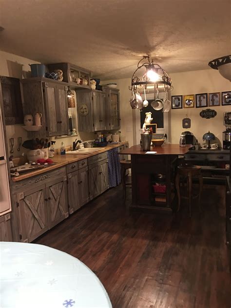 How i transformed my 1970's oak cabinets. Farm house Kitchen makeover Cabinets Painted to look like barn wood | Painting cabinets ...