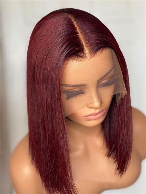 Yswigs Straight Hair 13x6 Hd Lace Front Wig Human Hair Wigs 99j Red