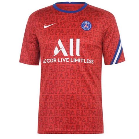 Official Nike Paris SaintGermain Red PreMatch Jersey 2020/21 In Stock Now
