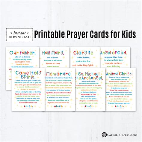 Basic Catholic Prayers For Kids Printable Prayer Cards Catholic