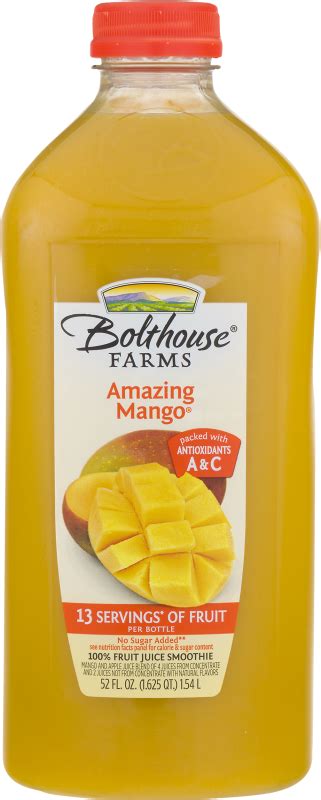Bolthouse Farms 100 Fruit Juice Smoothie Amazing Mango Bolthouse Farms