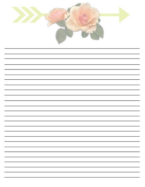 Floral Writing Paper Printables Letter Paper 85 X 11 In Etsy Free