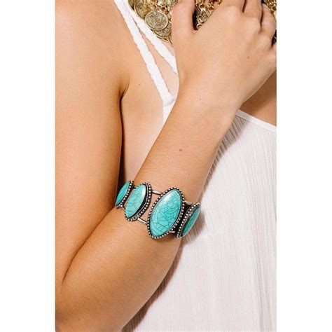 Open Turquoise Stone Cuff Women Jewelry Cuffs Brass Cuff Bracelet