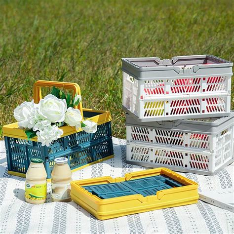 Collapsible Storage Box With Folding Handles Top Kitchen Gadget