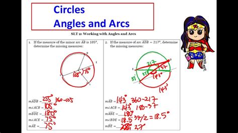 Measures Of Angles And Arcs In Circle Youtube