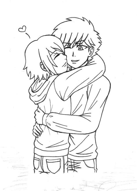 Anime Friends Hugging Coloring Pages