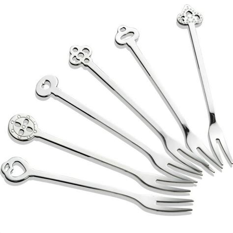 6pcs Creative Stainless Steel Two Prong Dessert Fork Appetizer Forks