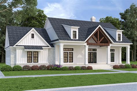 3 Bed Modern Farmhouse Plan With Multi Purpose Room Above The 3 Car