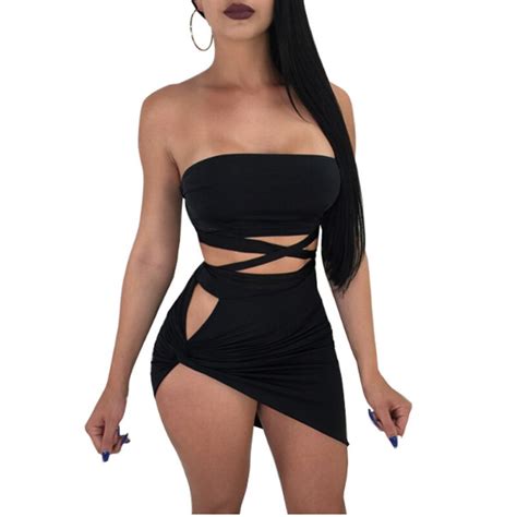 Women Sexy Strapless Summer Package Hips Dresses Chest Wrap Backless Dress Bandage Pack Hip