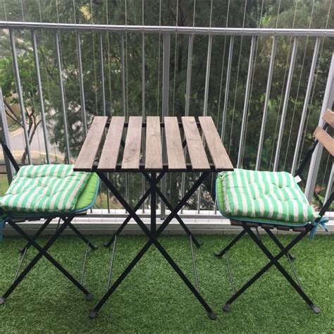 (Reserved) IKEA Balcony Table And Chairs, Furniture on ...