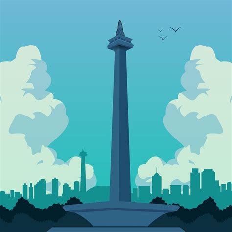 Premium Vector Jakarta Monas Tower Illustration