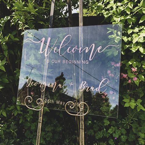 Welcome To Our Beginning Gold Wedding Signs Acrylic Wedding Sign