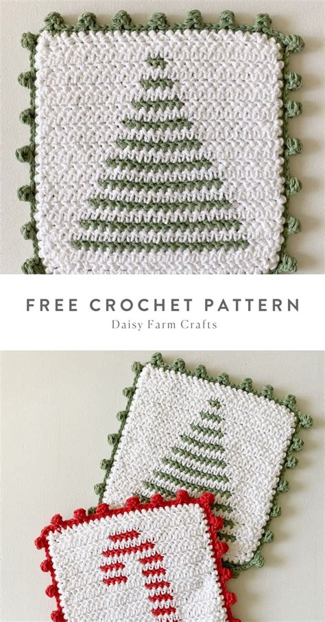 Crochet Christmas Tree Stripe Hot Pad Get The Free Pattern