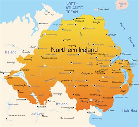 Northern Ireland Map With Cities