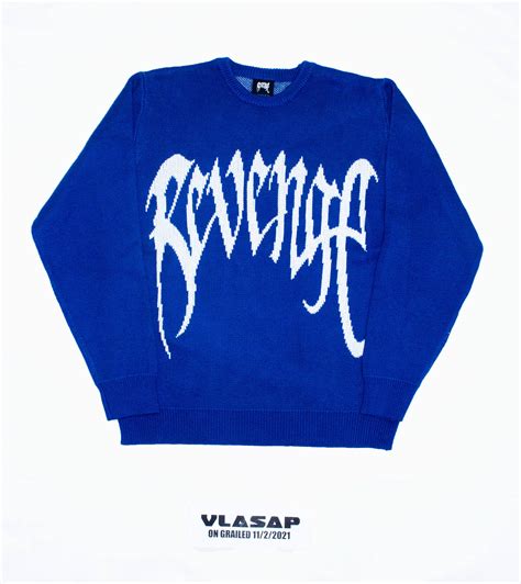 Revenge Revenge Knit Logo Sweater Blue Large Grailed