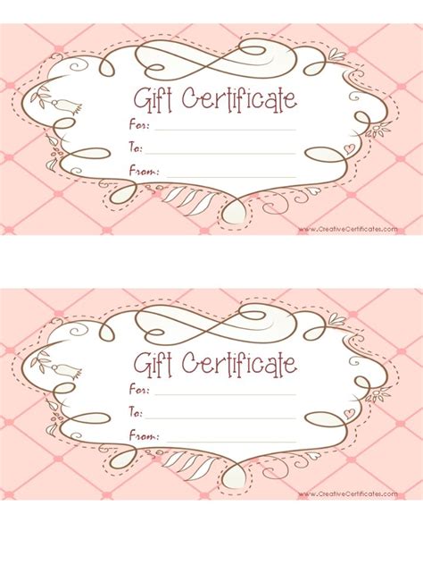 printable gift certificates ideas