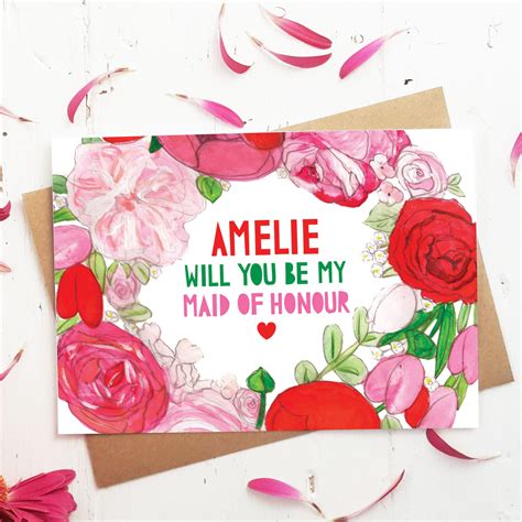 Pinky Reds Maid Of Honour Card Miss Bespoke Papercuts