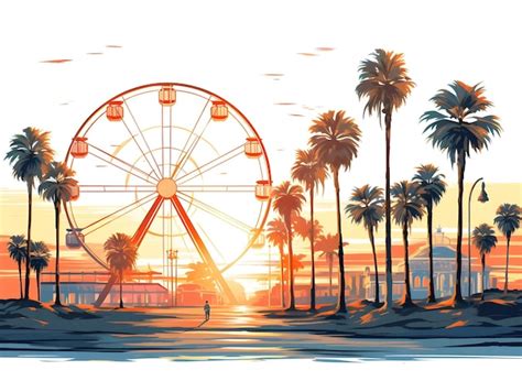 Premium Photo Nostalgic Beach Boardwalk With A Ferris Wheel Palm