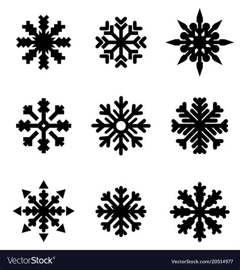 Set Of Winter Christmas Snowflakes Royalty Free Vector Image