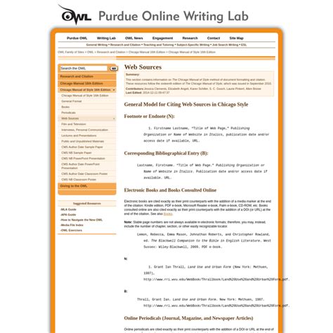 Owl is a free online writing lab that helps users around the world find information to assist them with many writing projects. Purdue OWL: Chicago Manual of Style 16th Edition — Are.na